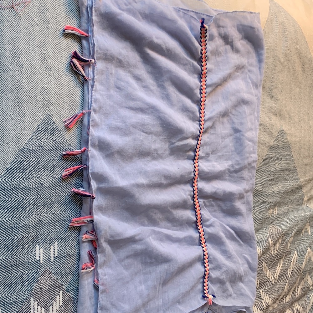 Light blue with tassels decorative scarf